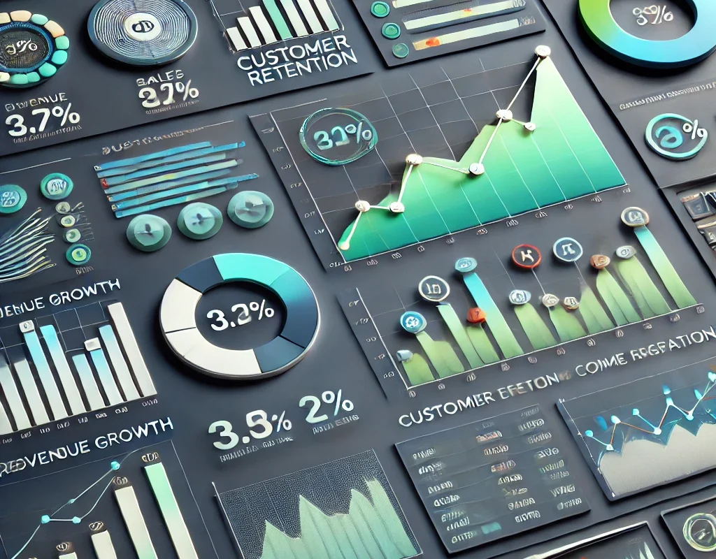 Data Analytics visualization showing business growth trends and key metrics